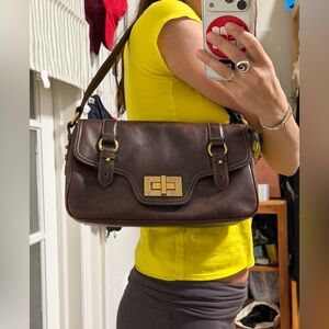 Vintage Polo Ralph Lauren Dark Brown Leather Shoulder Bag